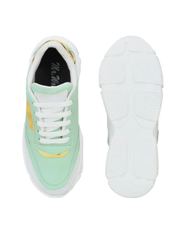 Green Color Block Women's Sneakers