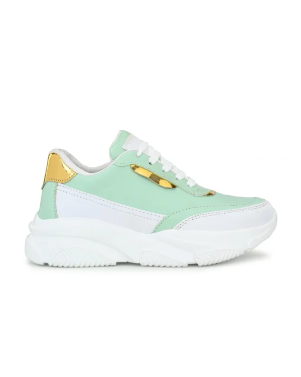 Green Color Block Women's Sneakers